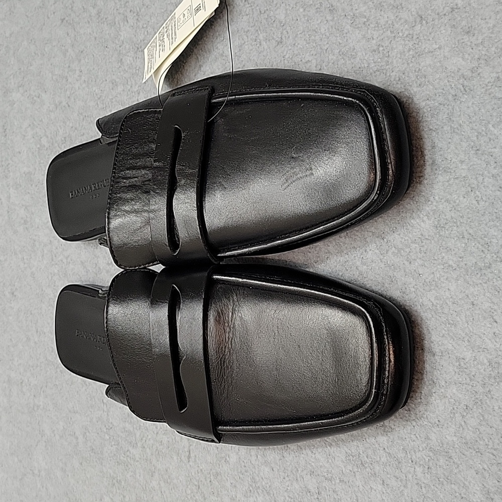 Banana Republic Black  Leather Loafer Mule Slides Womens Size 7